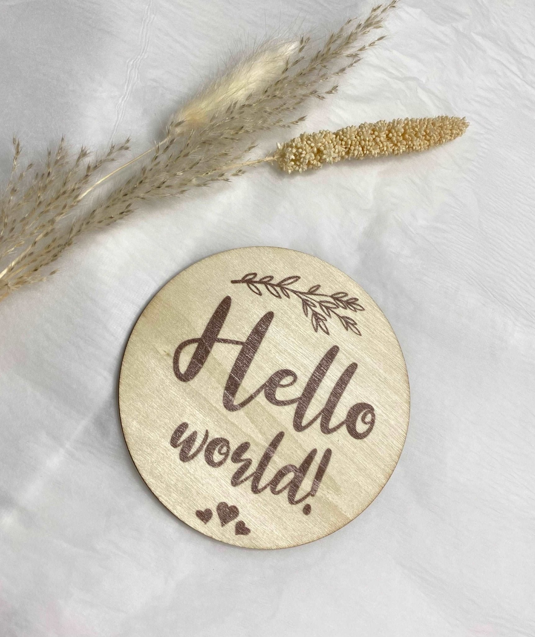 Wooden “Hello World” Nursery Decor Plaque - Bambino Love