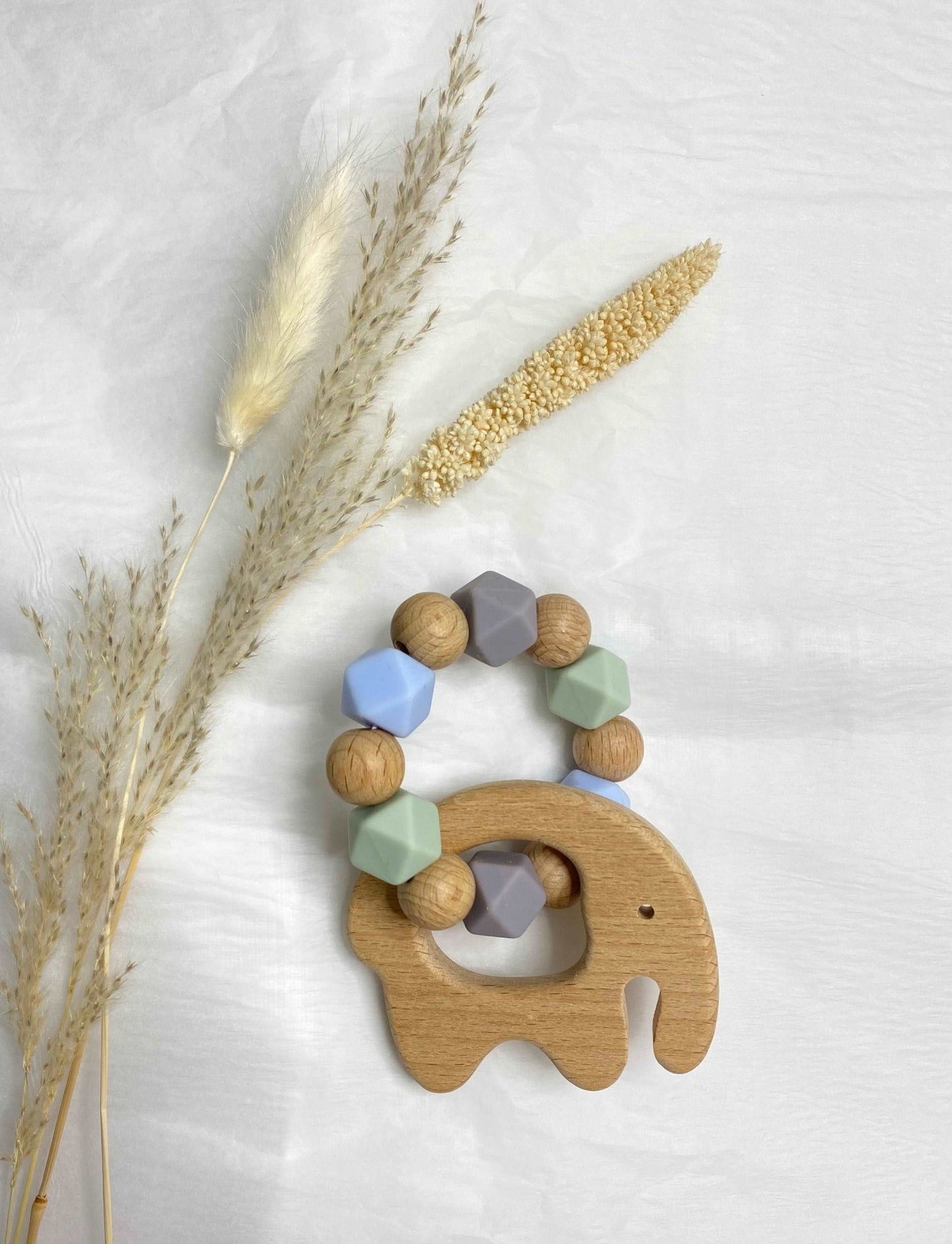 Wooden Silicone Elephant Teether Toy - Bambino Love