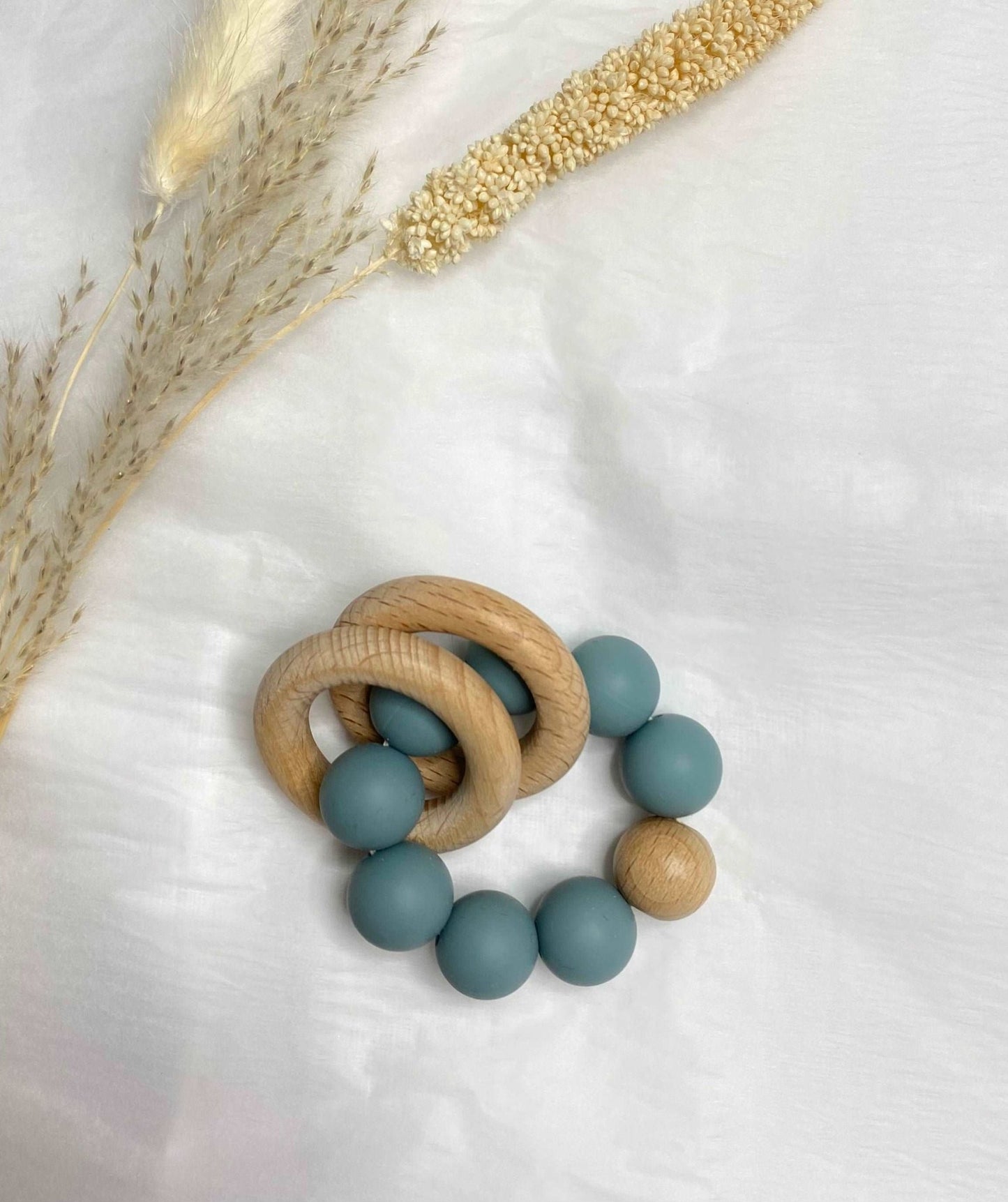 Wooden Silicone Sage Ring Teether Toy - Bambino Love